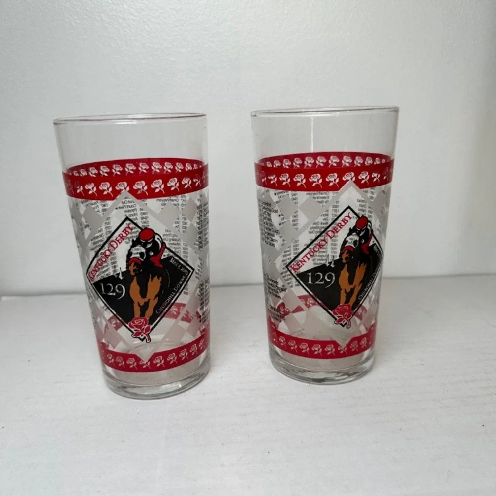 Kentucky Derby Souvenir Bar Glass 2003 129 Race‎ Mint Julep Set 2